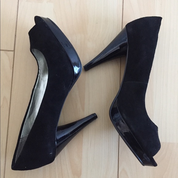 STUNNING!!! NWOT Black Peep Toe Heels size 7 - Picture 5 of 6